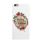 Merry Christmas Log Floral iPhone 6 Plus 3D Snap Case on Gold Phone