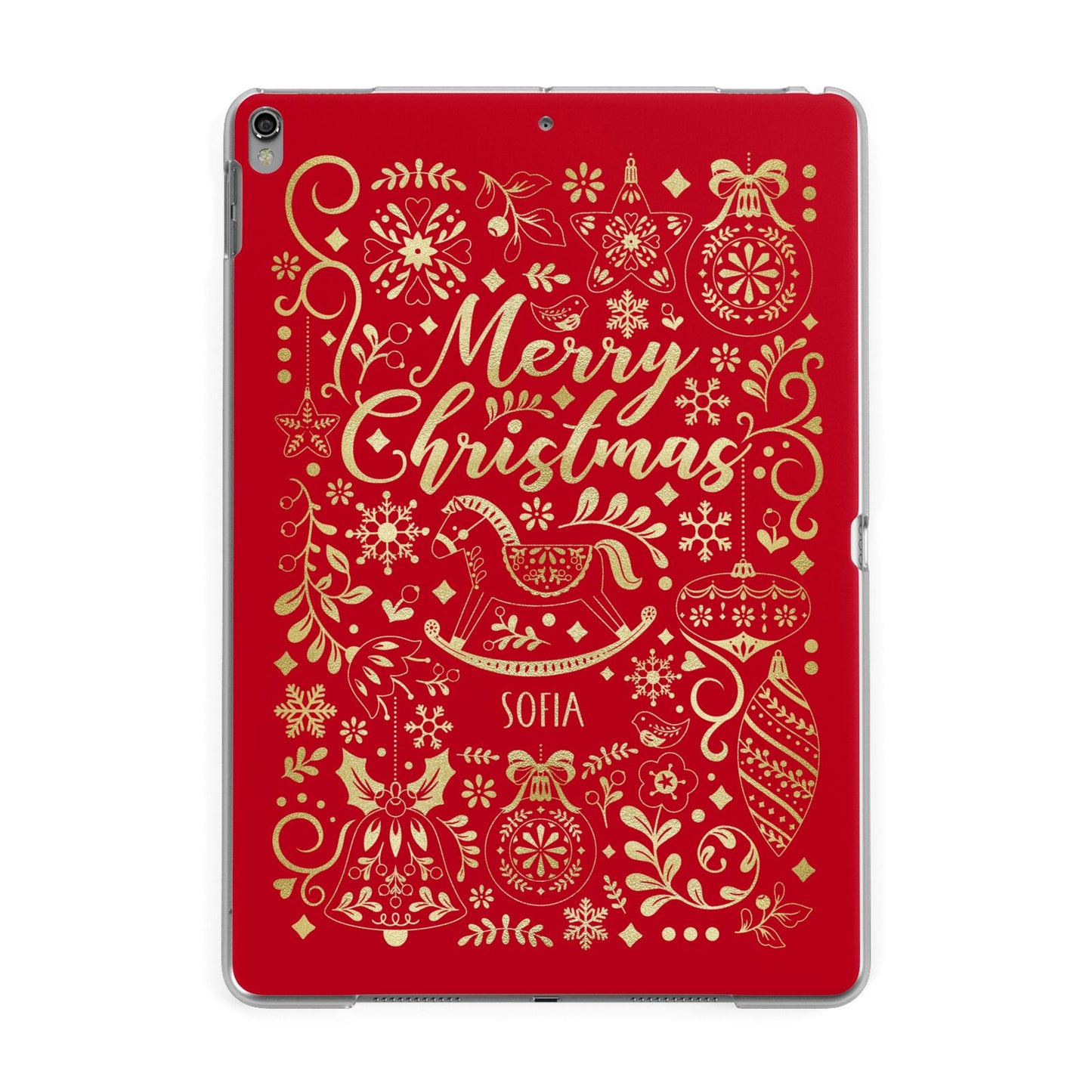 Merry Christmas Personalised Apple iPad Grey Case