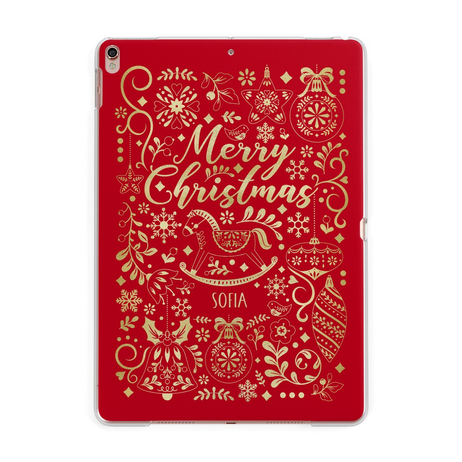Merry Christmas Personalised Apple iPad Rose Gold Case