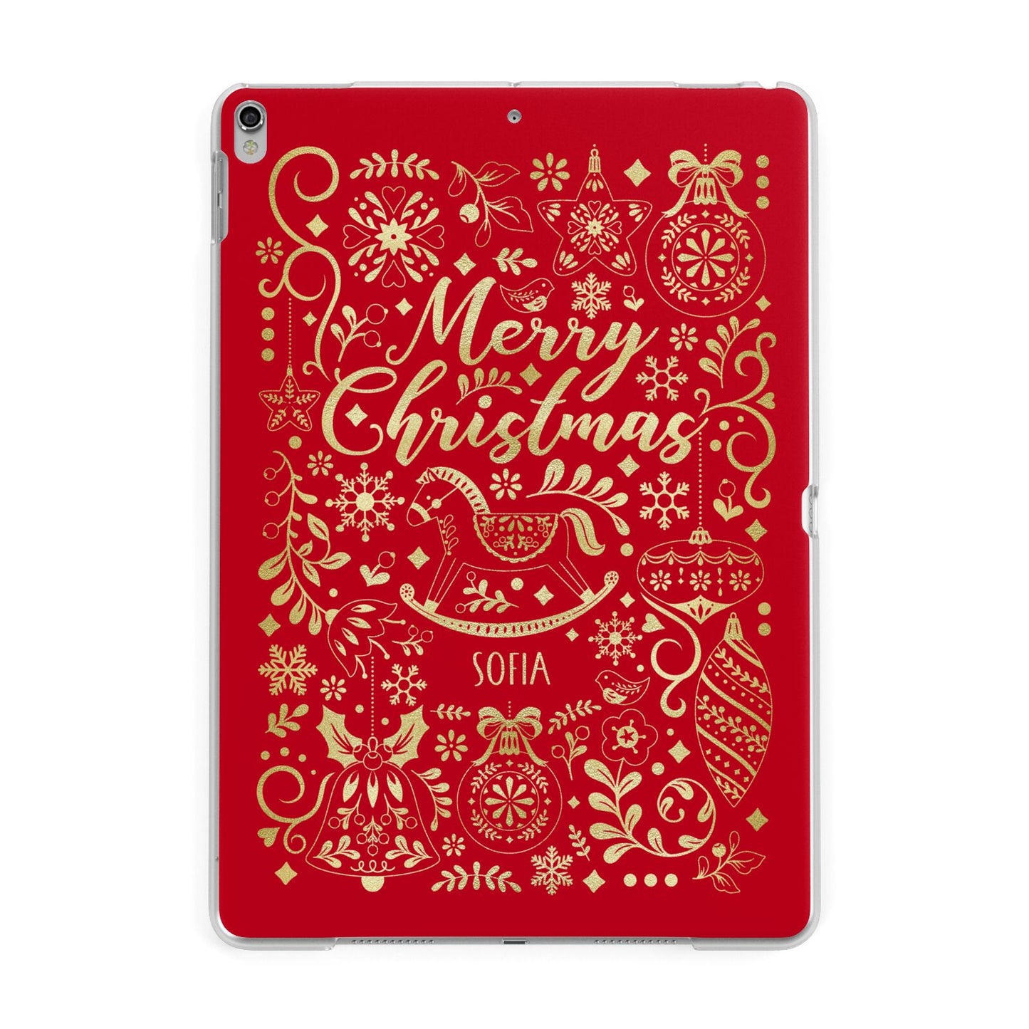 Merry Christmas Personalised Apple iPad Silver Case