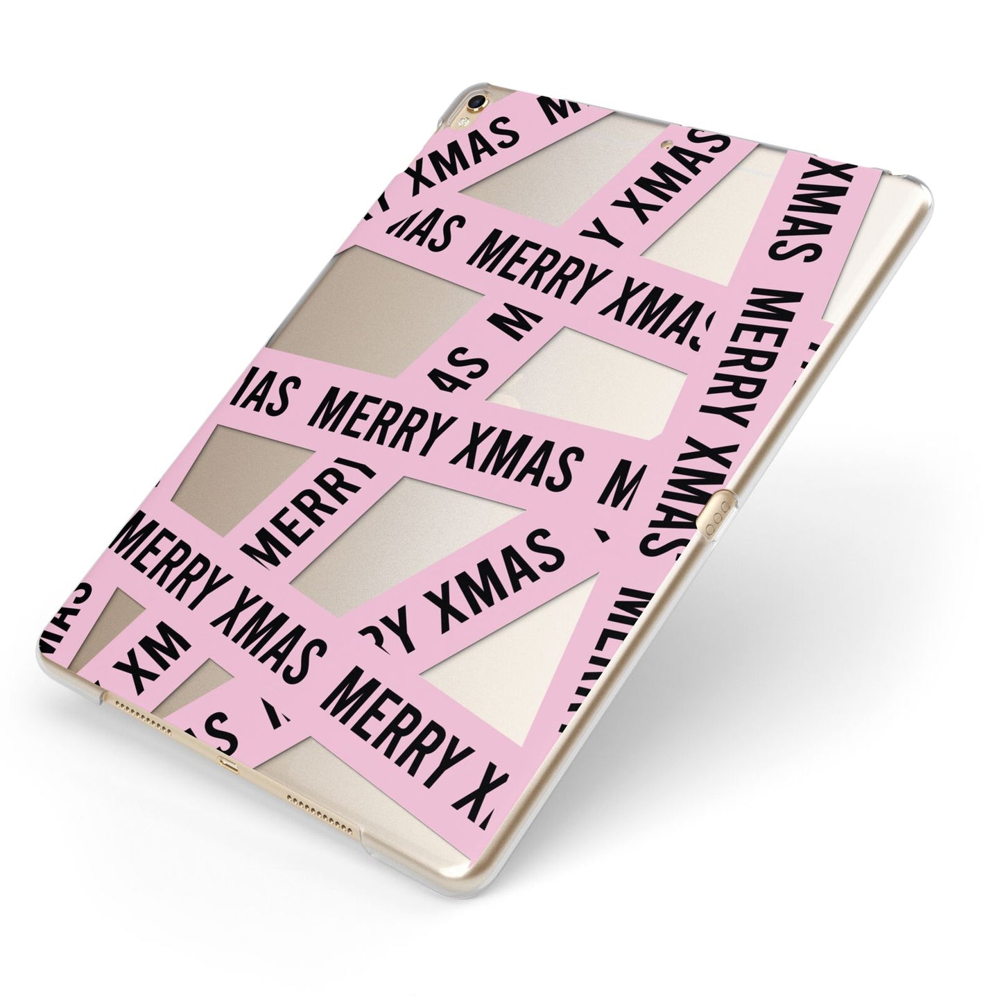 Merry Christmas Tape Apple iPad Case on Gold iPad Side View