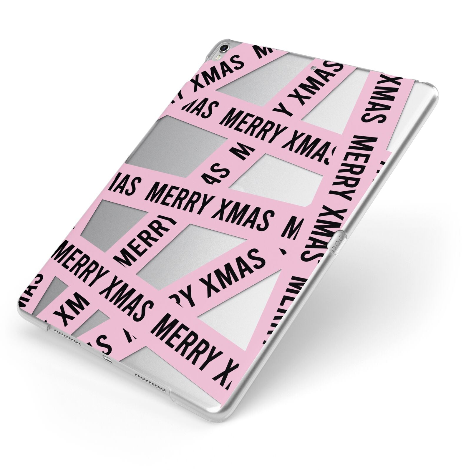 Merry Christmas Tape Apple iPad Case on Silver iPad Side View