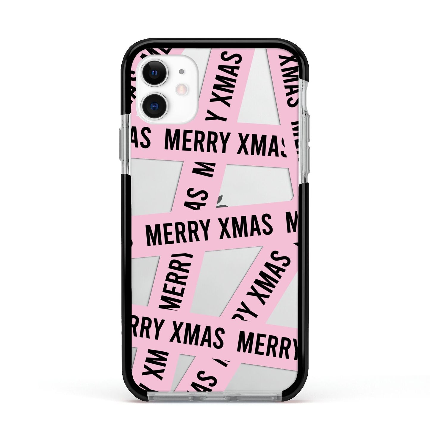 Merry Christmas Tape Apple iPhone 11 in White with Black Impact Case