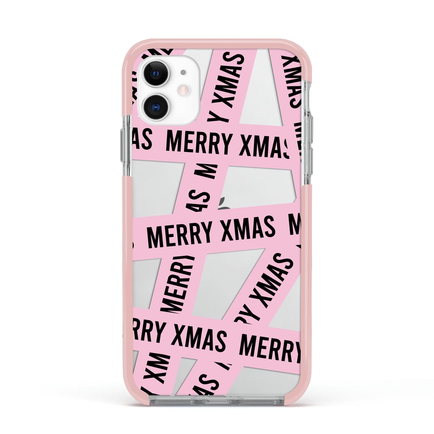 Merry Christmas Tape Apple iPhone 11 in White with Pink Impact Case