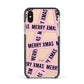 Merry Christmas Tape Apple iPhone Xs Impact Case Black Edge on Gold Phone