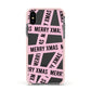Merry Christmas Tape Apple iPhone Xs Impact Case Pink Edge on Black Phone