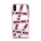 Merry Christmas Tape Apple iPhone Xs Impact Case Pink Edge on Silver Phone