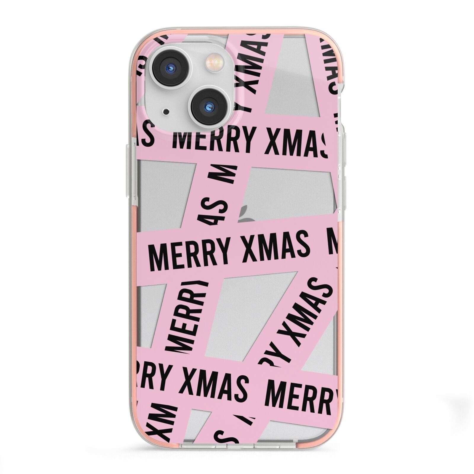 Merry Christmas Tape iPhone 13 Mini TPU Impact Case with Pink Edges