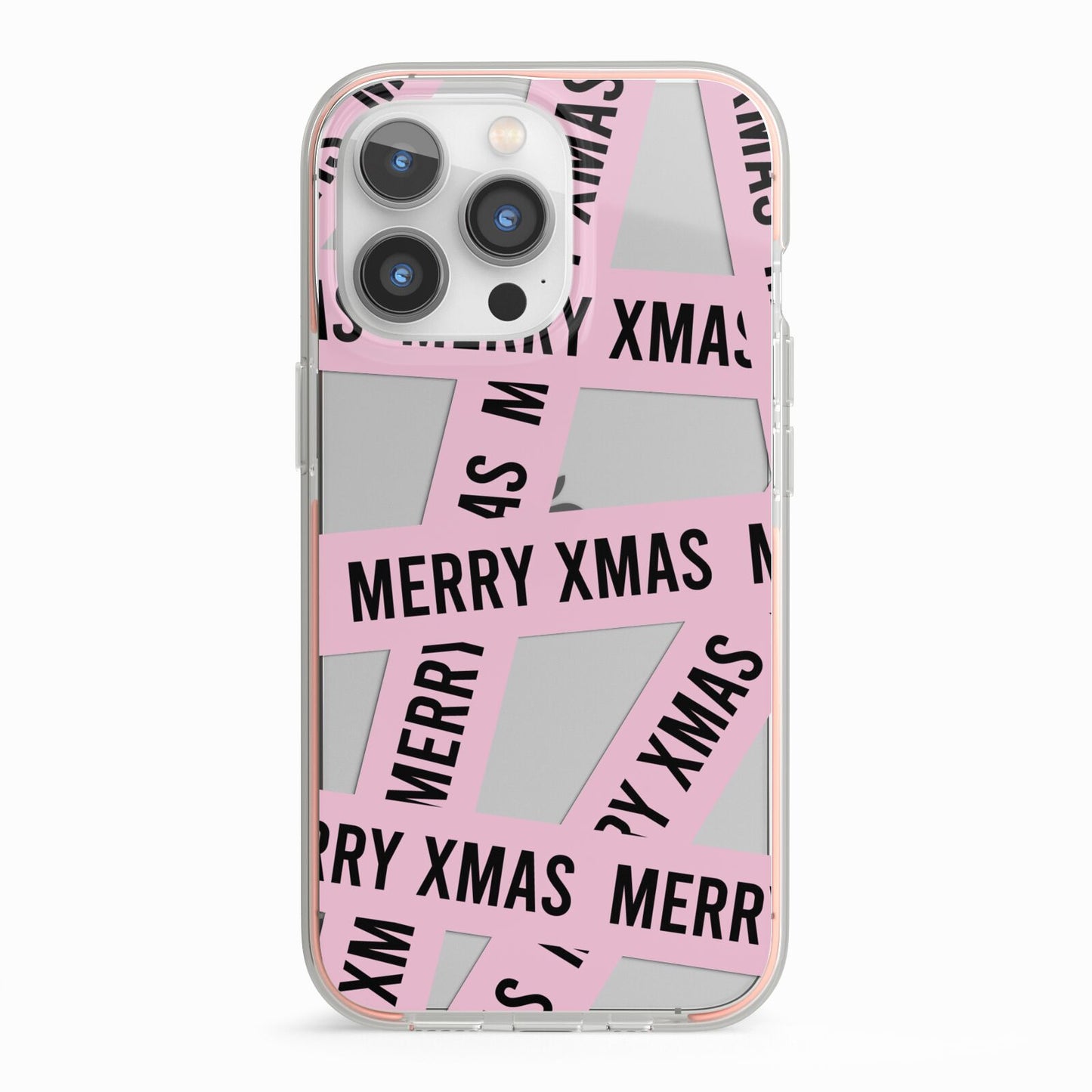 Merry Christmas Tape iPhone 13 Pro TPU Impact Case with Pink Edges