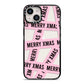 Merry Christmas Tape iPhone 14 Black Impact Case on Silver phone
