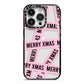 Merry Christmas Tape iPhone 14 Pro Black Impact Case on Silver phone