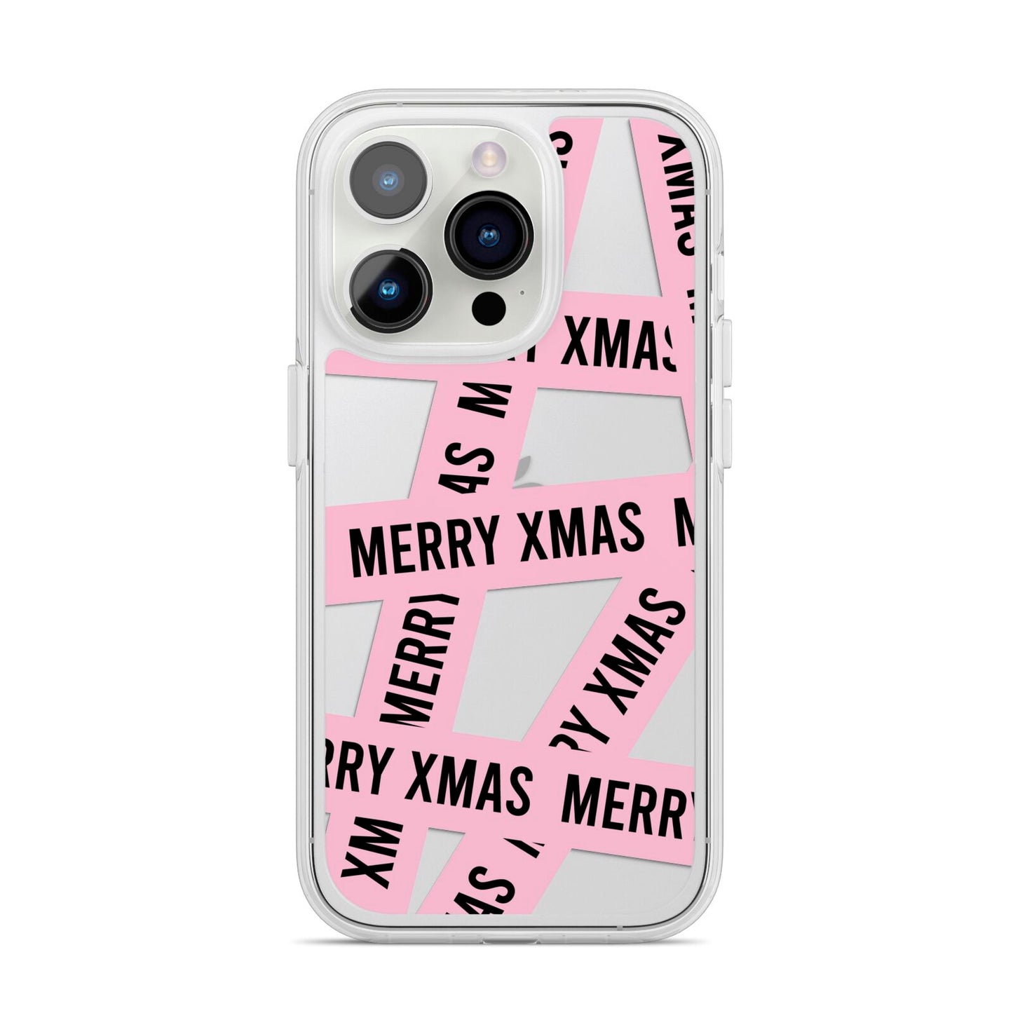 Merry Christmas Tape iPhone 14 Pro Clear Tough Case Silver