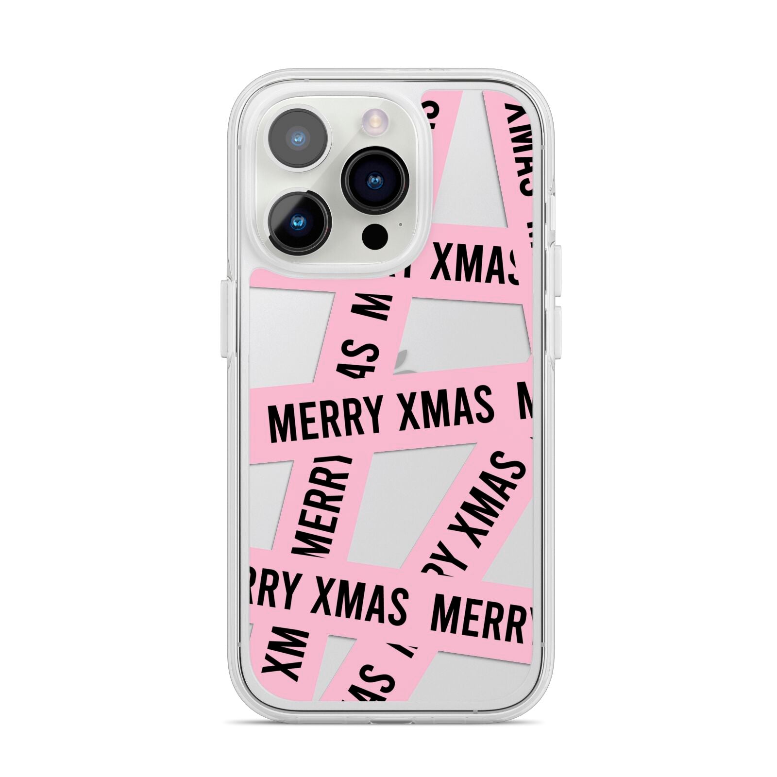 Merry Christmas Tape iPhone 14 Pro Clear Tough Case Silver