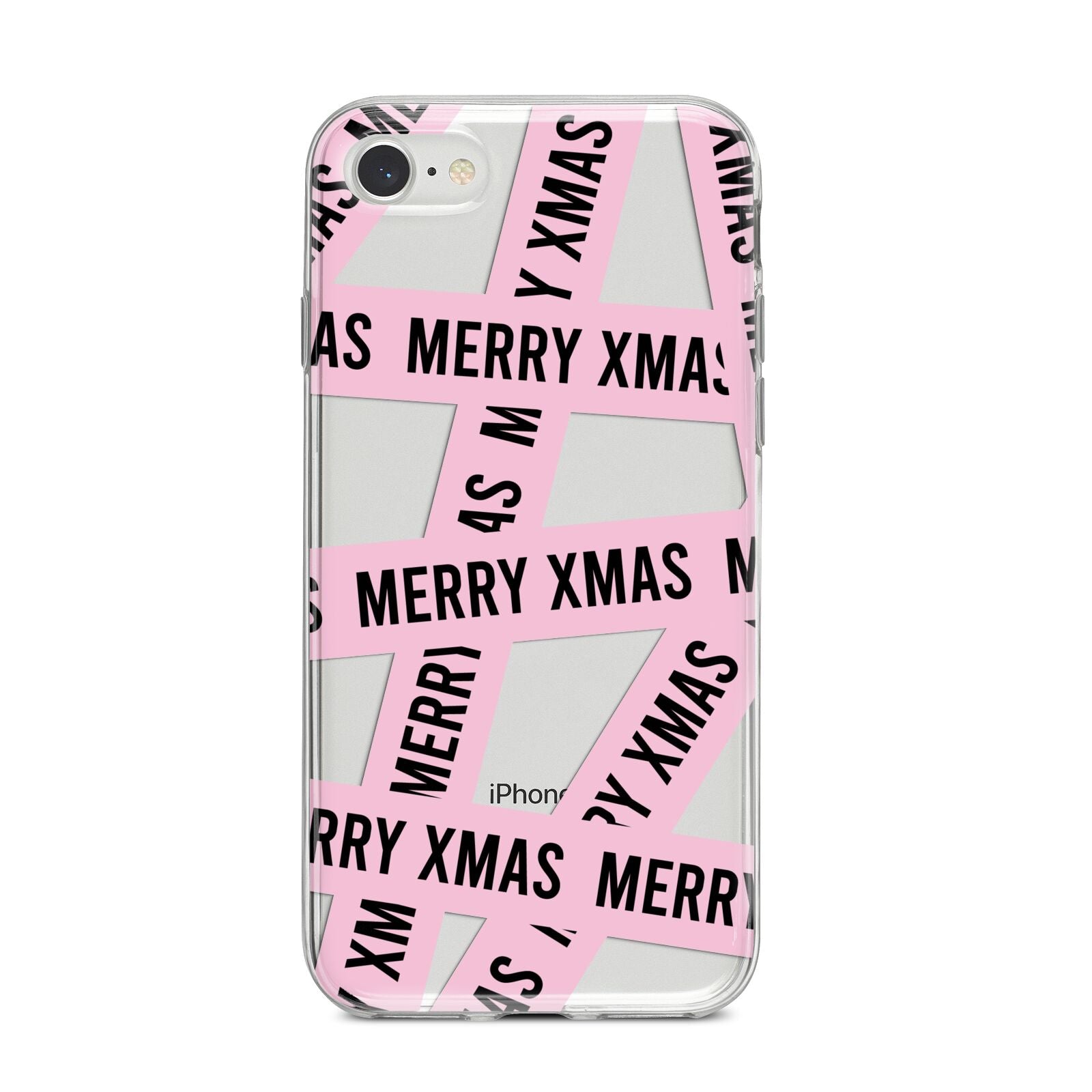 Merry Christmas Tape iPhone 8 Bumper Case on Silver iPhone