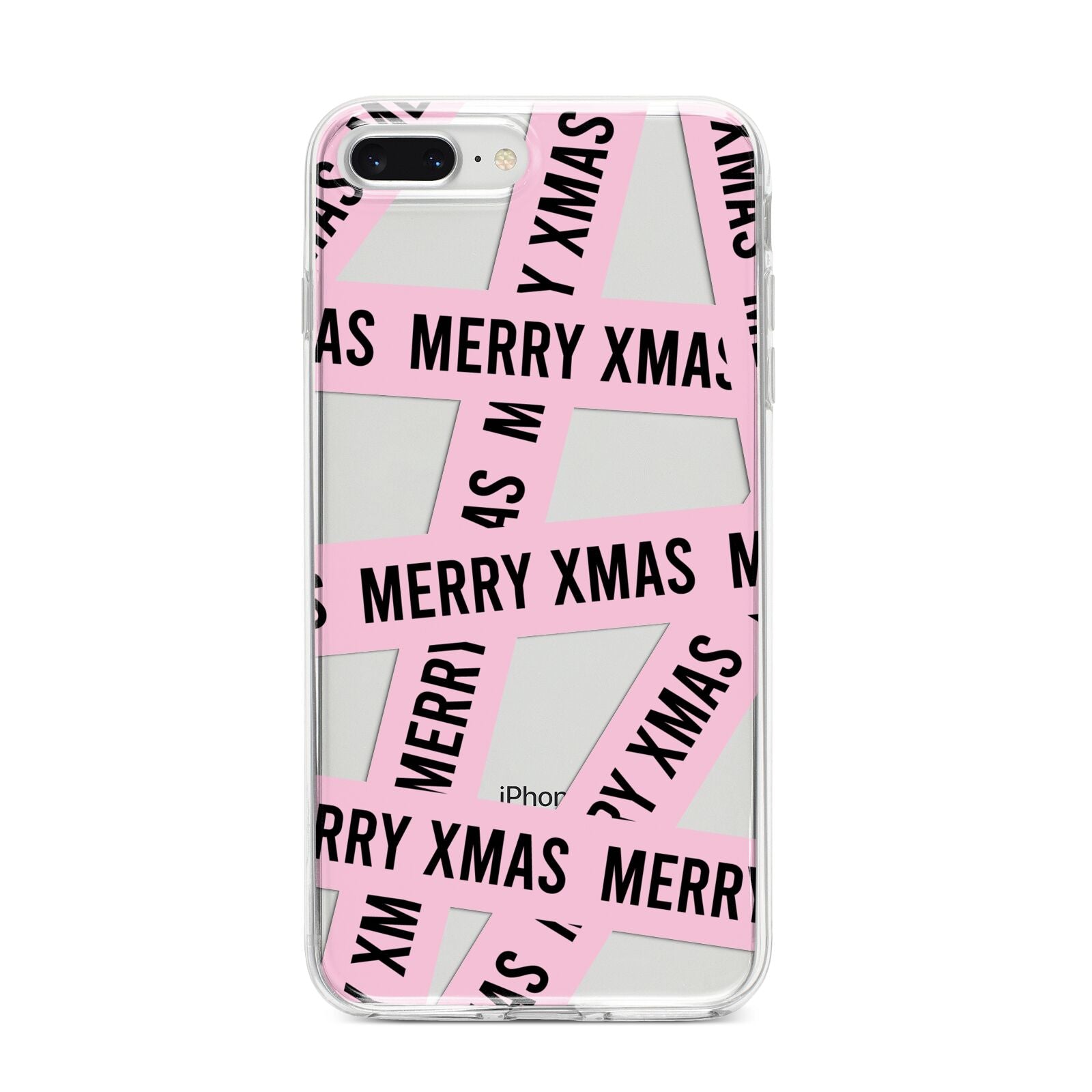 Merry Christmas Tape iPhone 8 Plus Bumper Case on Silver iPhone