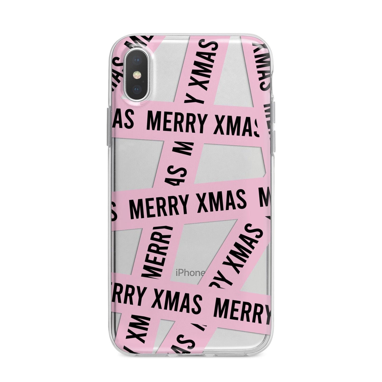 Merry Christmas Tape iPhone X Bumper Case on Silver iPhone Alternative Image 1