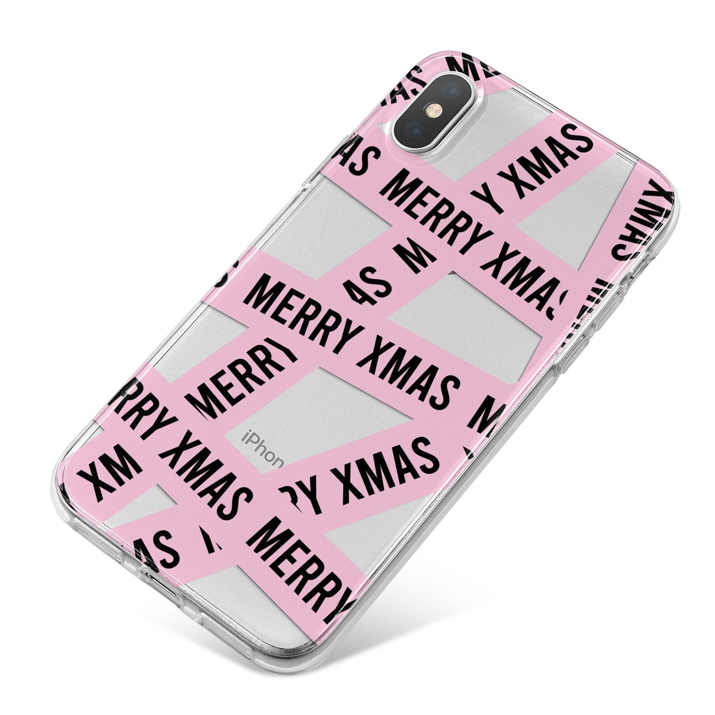 Merry Christmas Tape iPhone X Bumper Case on Silver iPhone