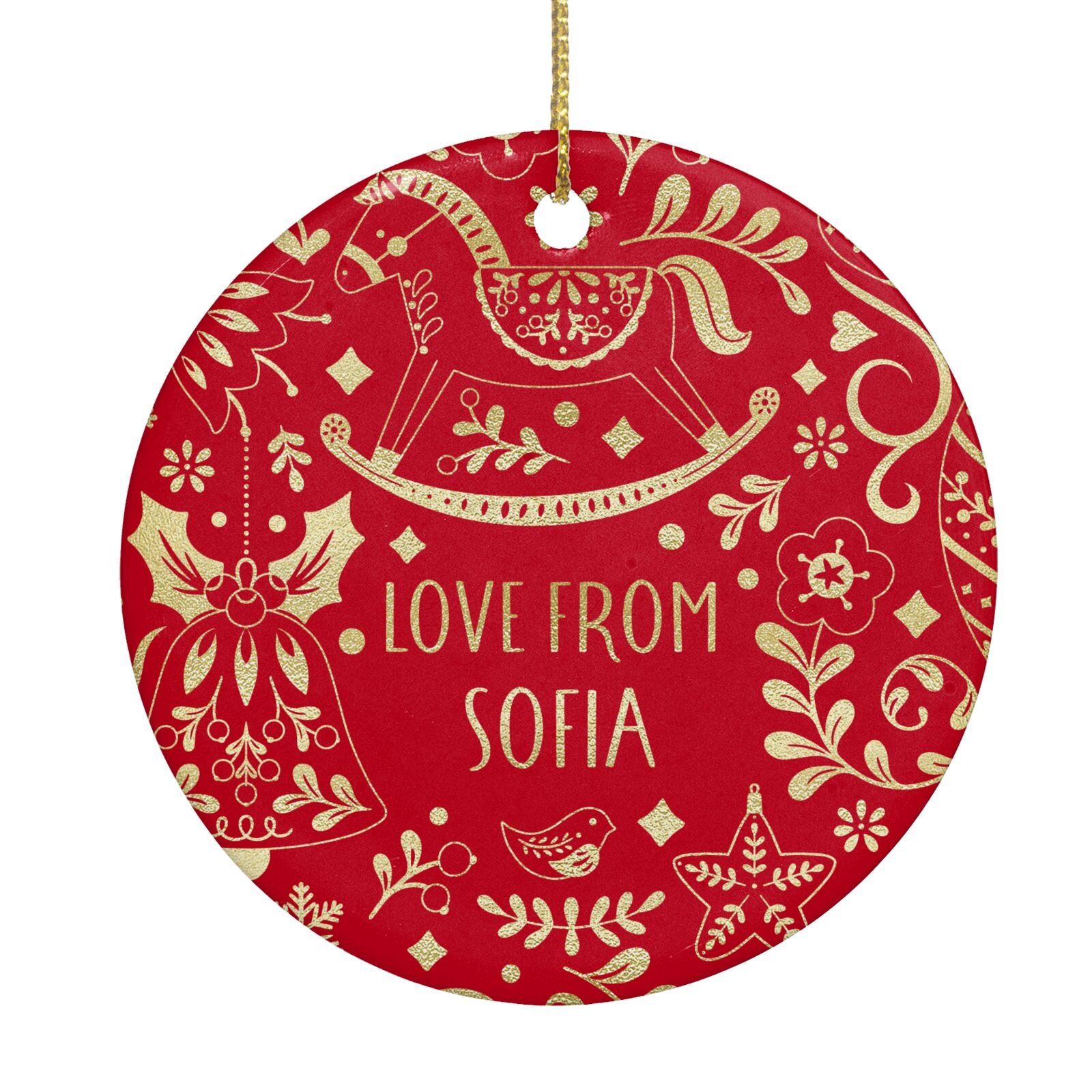 Merry Christmas Teacher Personalised Circle Decoration Back Image