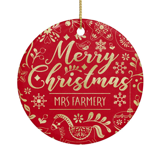 Merry Christmas Teacher Personalised Circle Decoration