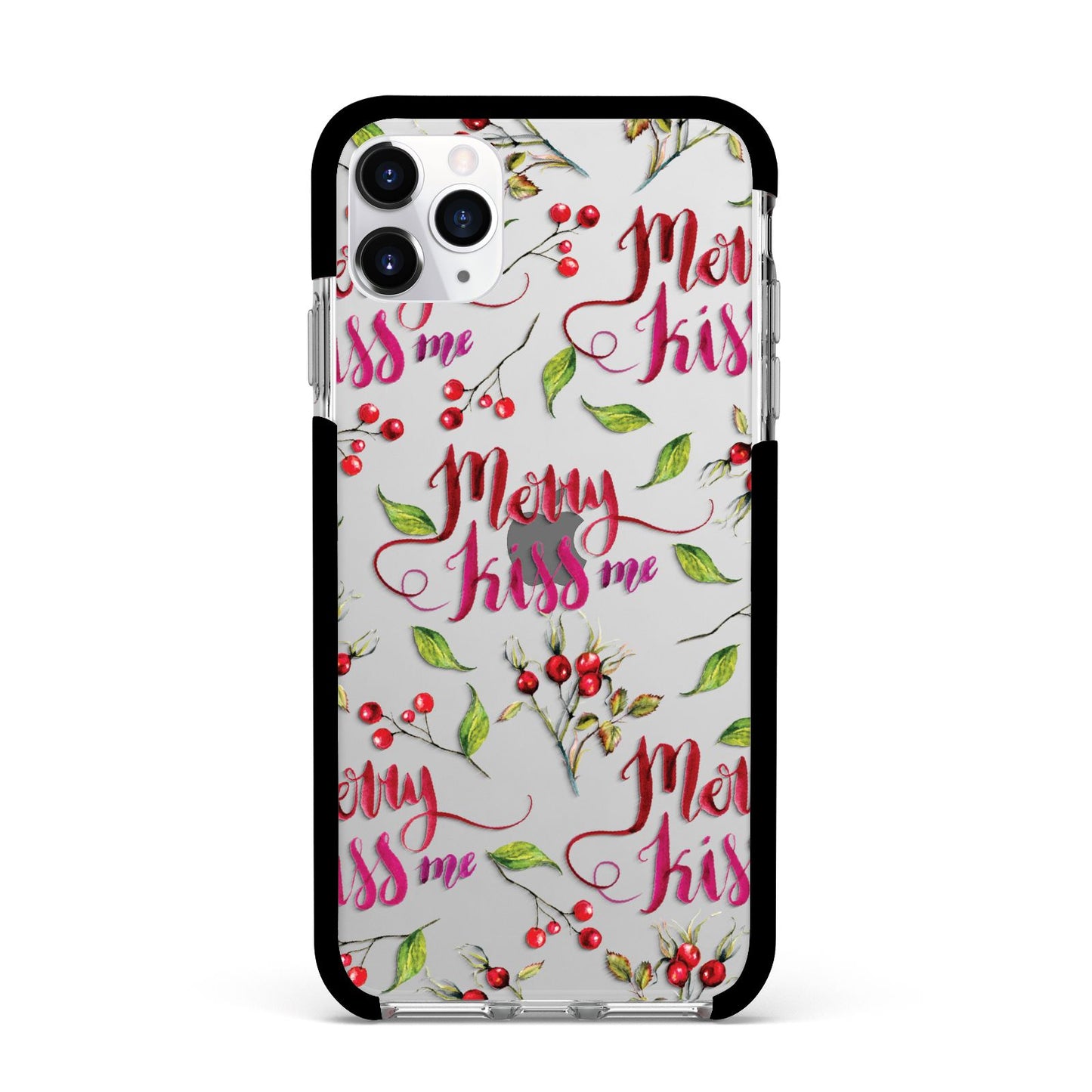 Merry kiss me Apple iPhone 11 Pro Max in Silver with Black Impact Case
