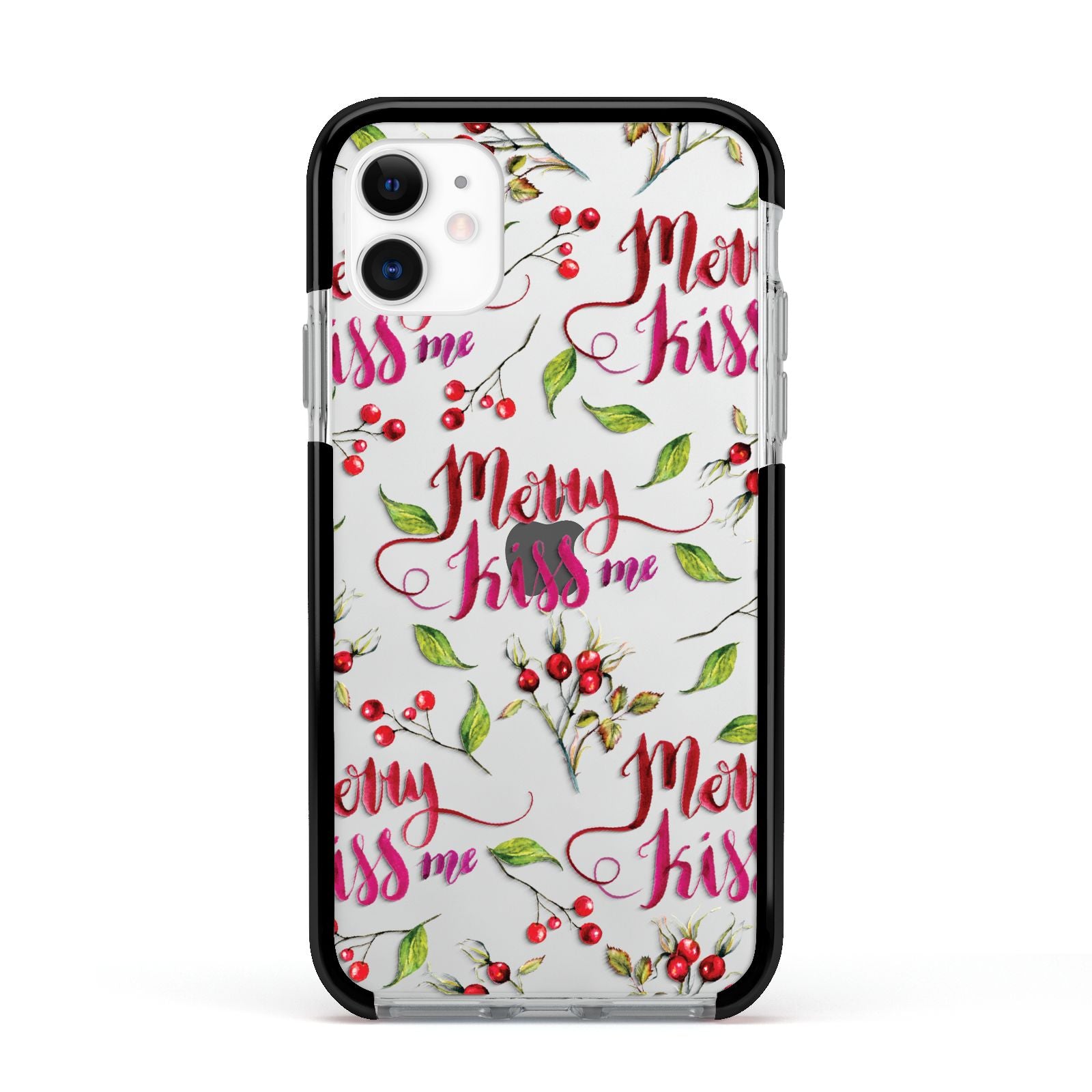 Merry kiss me Apple iPhone 11 in White with Black Impact Case