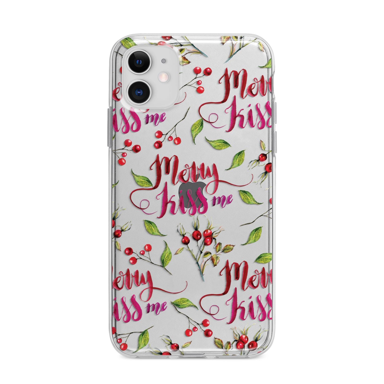 Merry kiss me Apple iPhone 11 in White with Bumper Case
