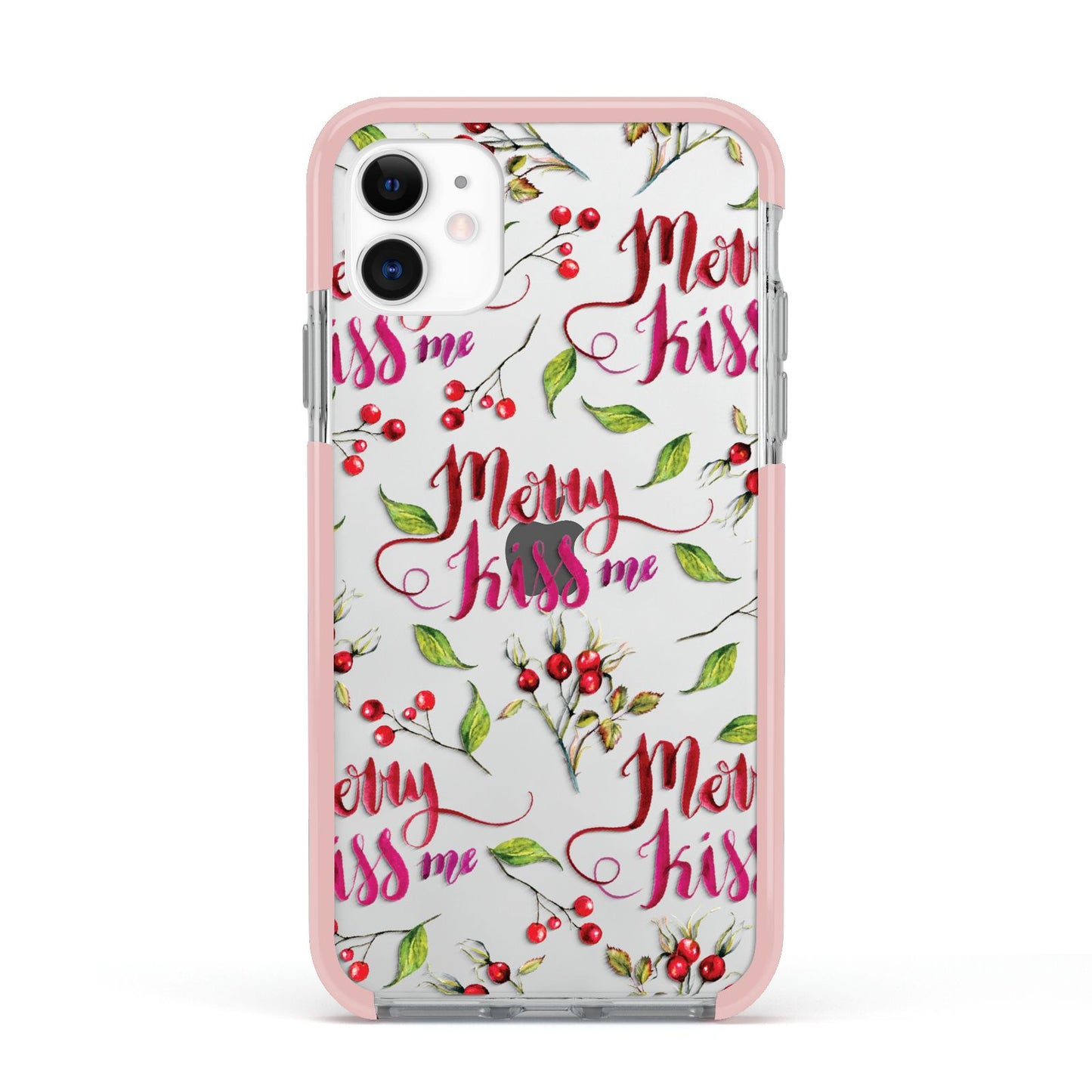 Merry kiss me Apple iPhone 11 in White with Pink Impact Case