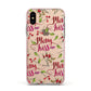 Merry kiss me Apple iPhone Xs Impact Case Pink Edge on Gold Phone