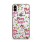Merry kiss me Apple iPhone Xs Impact Case Pink Edge on Silver Phone