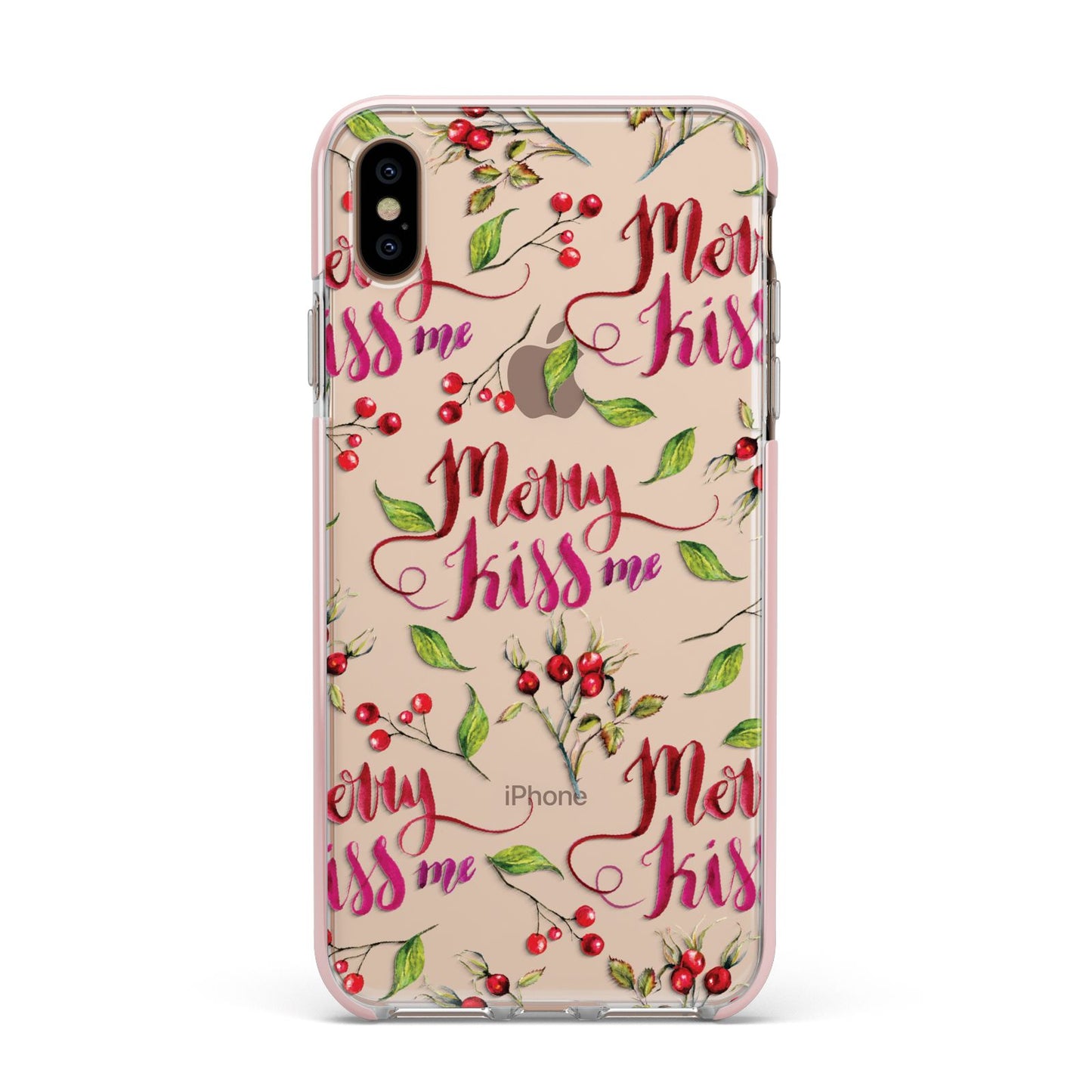 Merry kiss me Apple iPhone Xs Max Impact Case Pink Edge on Gold Phone