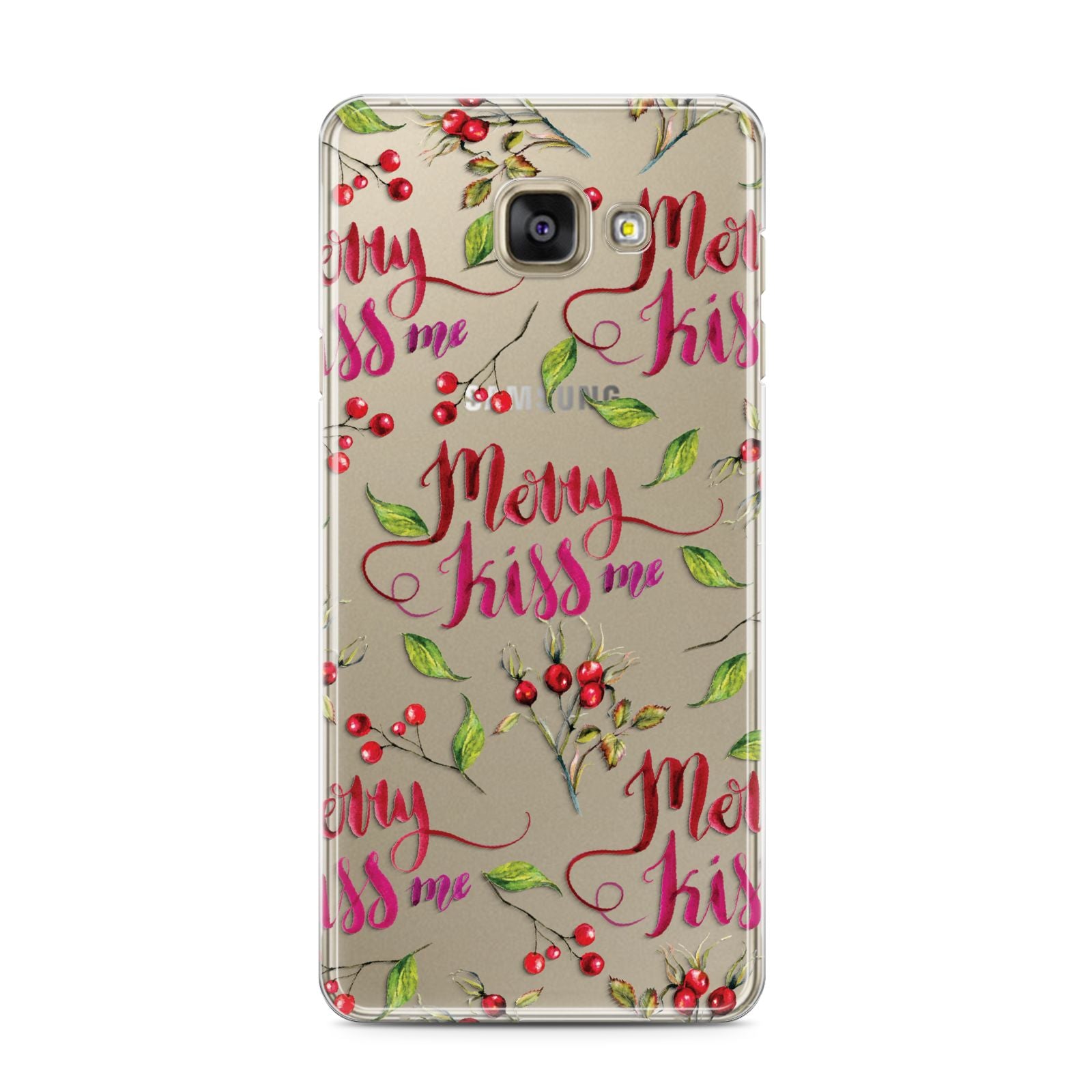 Merry kiss me Samsung Galaxy A3 2016 Case on gold phone