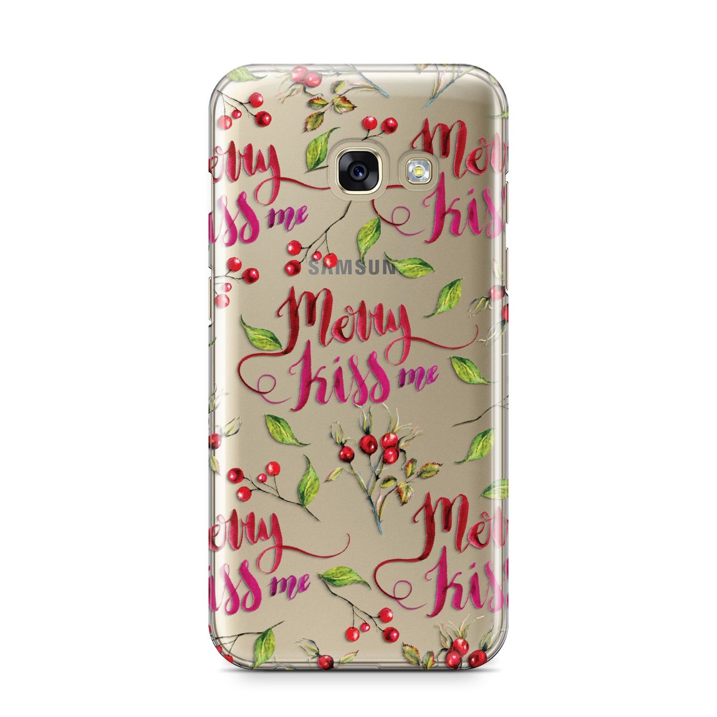 Merry kiss me Samsung Galaxy A3 2017 Case on gold phone