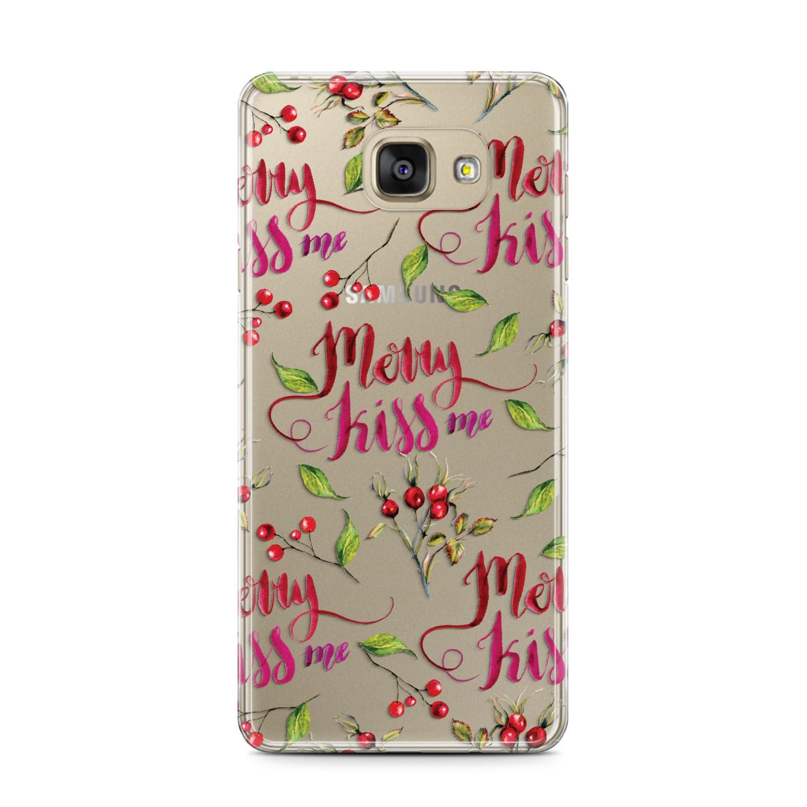 Merry kiss me Samsung Galaxy A7 2016 Case on gold phone