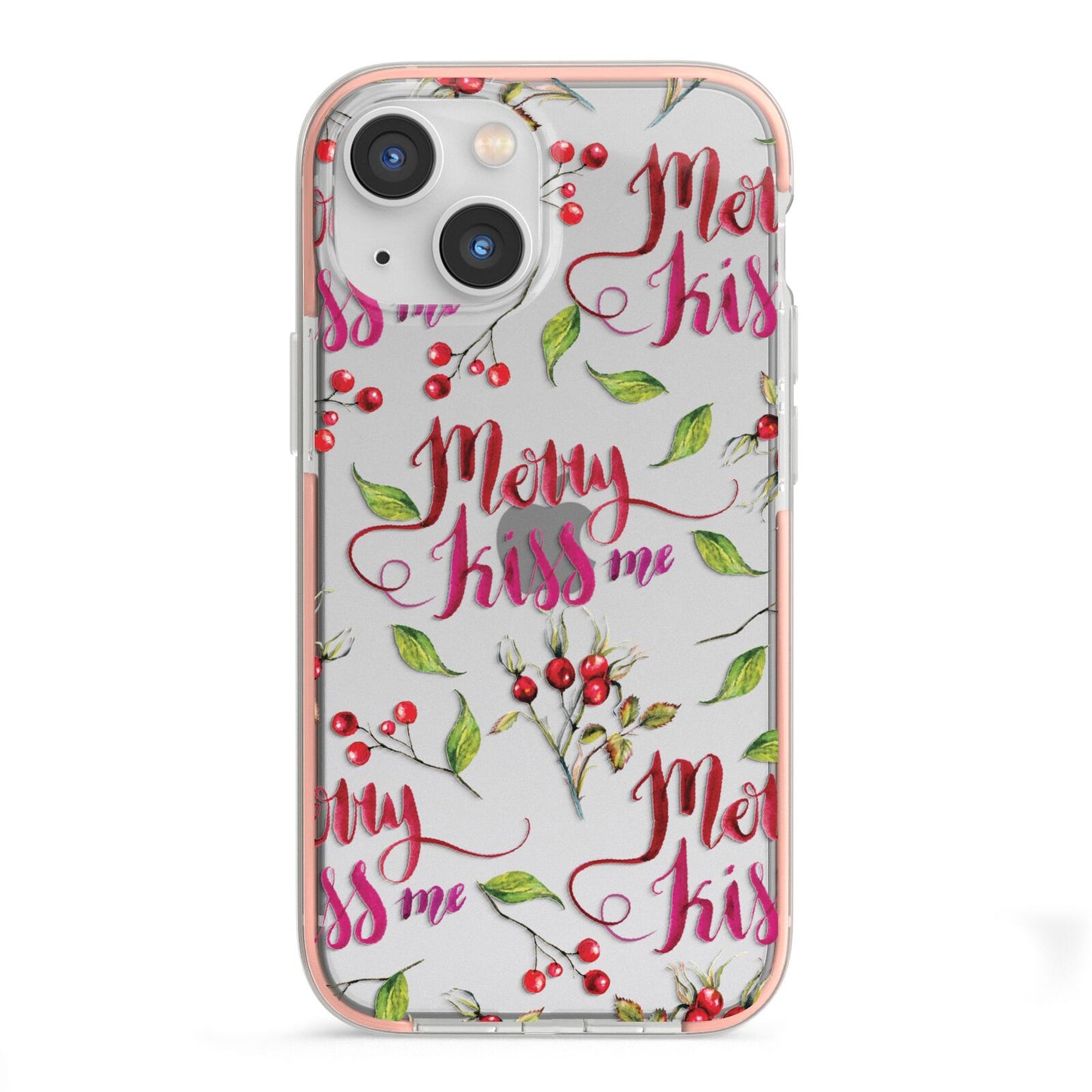 Merry kiss me iPhone 13 Mini TPU Impact Case with Pink Edges