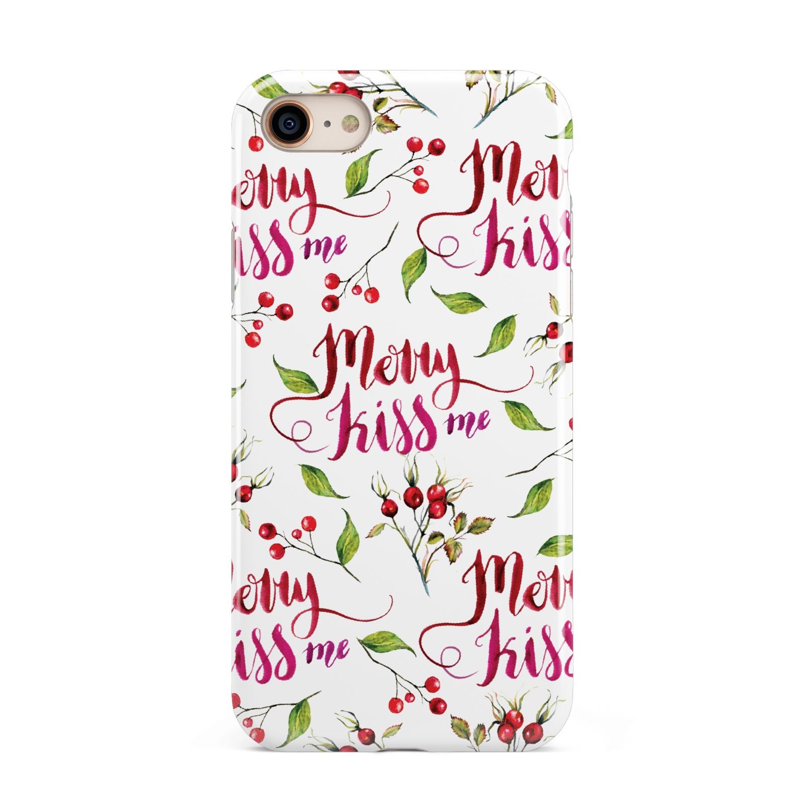 Merry kiss me iPhone 8 3D Tough Case on Gold Phone