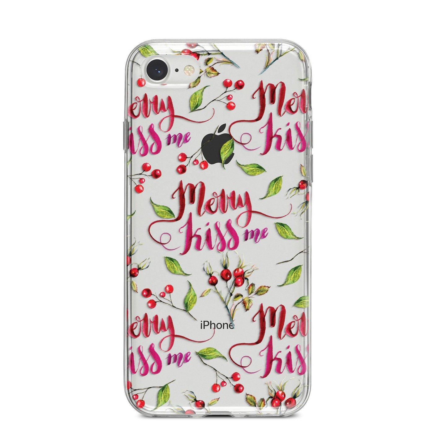 Merry kiss me iPhone 8 Bumper Case on Silver iPhone
