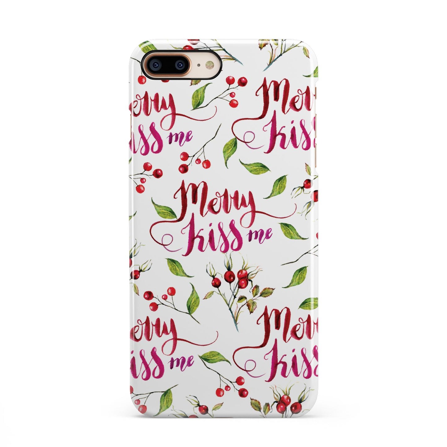 Merry kiss me iPhone 8 Plus 3D Snap Case on Gold Phone
