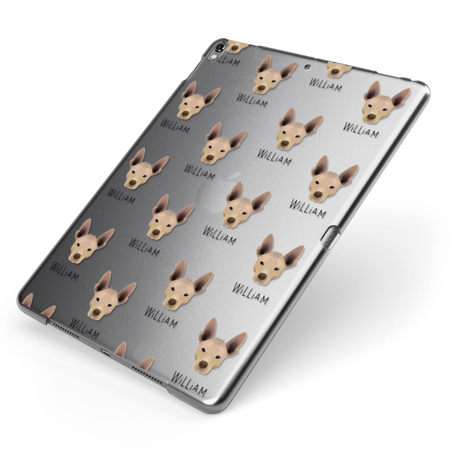 Mexican Hairless Icon with Name Apple iPad Case on Grey iPad Side View