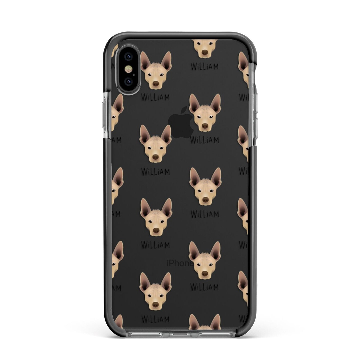 Mexican Hairless Icon with Name Apple iPhone Xs Max Impact Case Black Edge on Black Phone