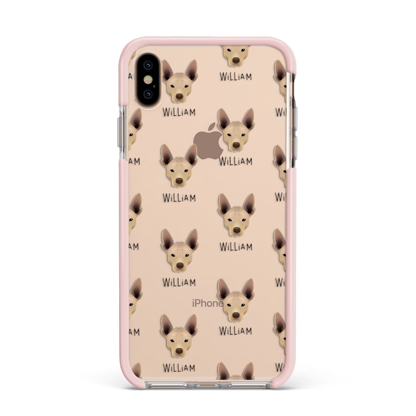 Mexican Hairless Icon with Name Apple iPhone Xs Max Impact Case Pink Edge on Gold Phone