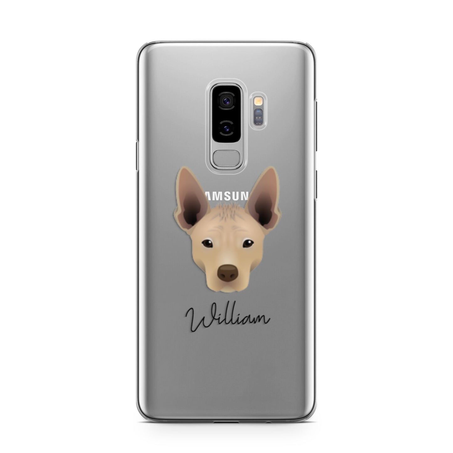 Mexican Hairless Personalised Samsung Galaxy S9 Plus Case on Silver phone