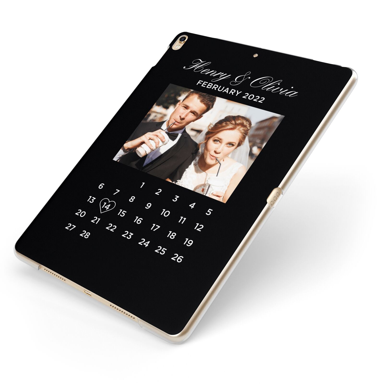 Milestone Date Personalised Photo Apple iPad Case on Gold iPad Side View