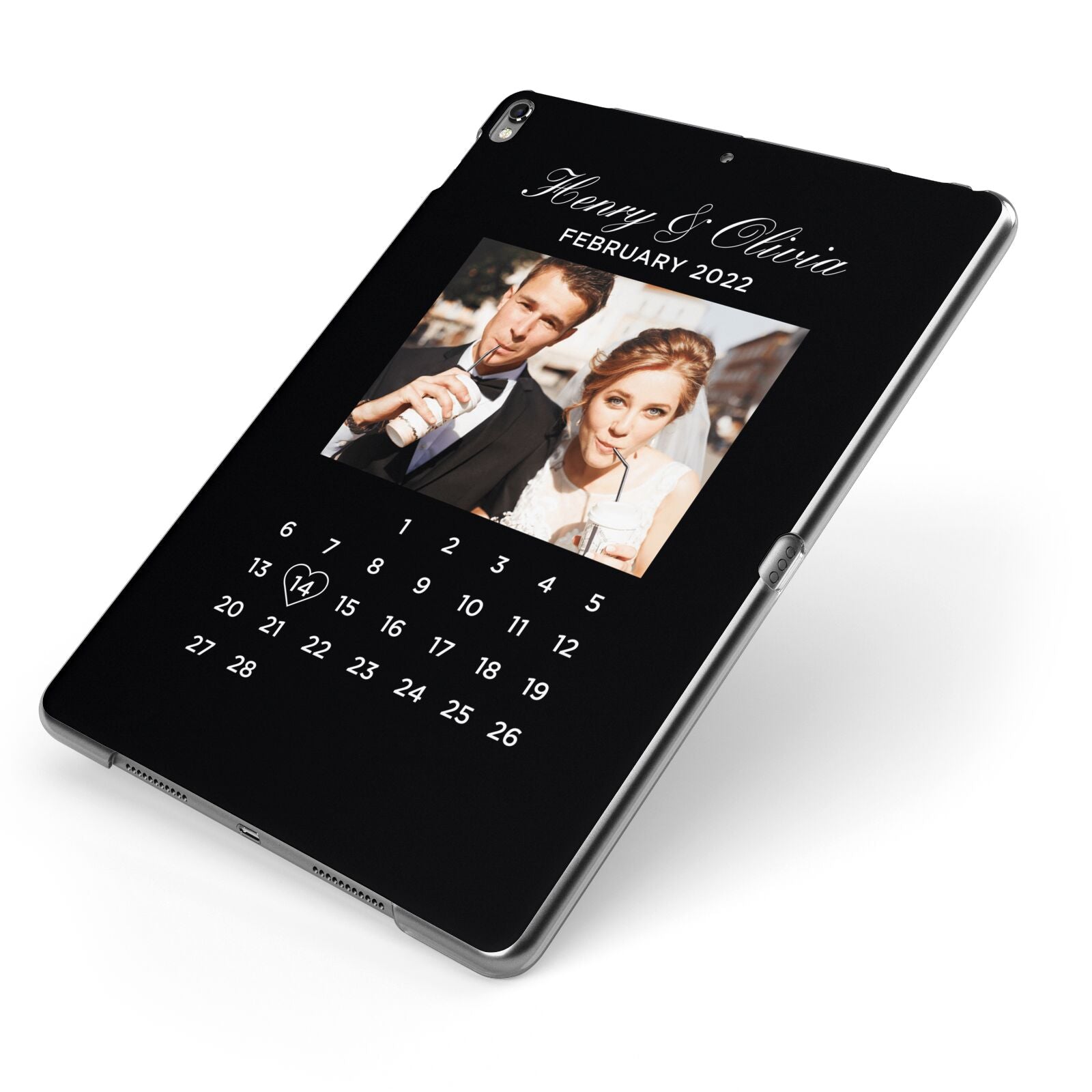 Milestone Date Personalised Photo Apple iPad Case on Grey iPad Side View