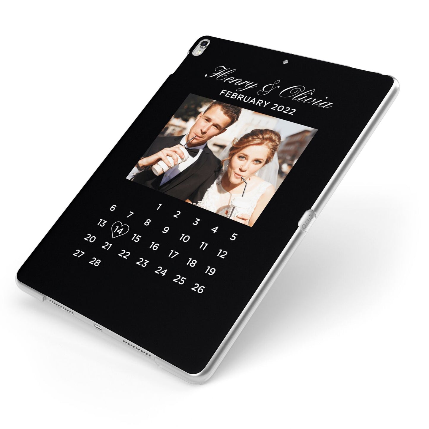 Milestone Date Personalised Photo Apple iPad Case on Silver iPad Side View