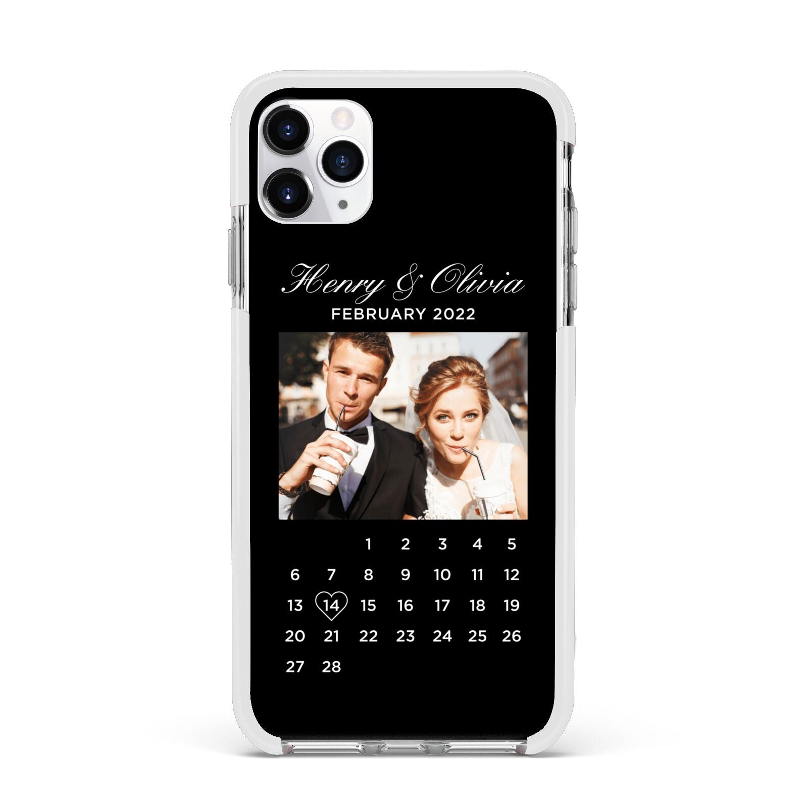 Milestone Date Personalised Photo Apple iPhone 11 Pro Max in Silver with White Impact Case