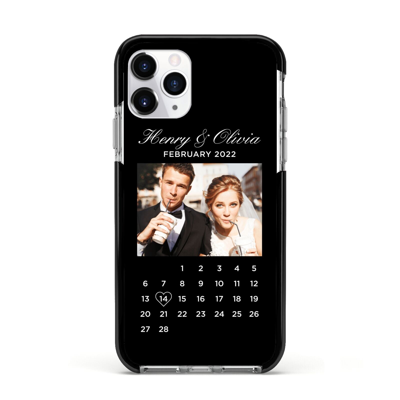Milestone Date Personalised Photo Apple iPhone 11 Pro in Silver with Black Impact Case