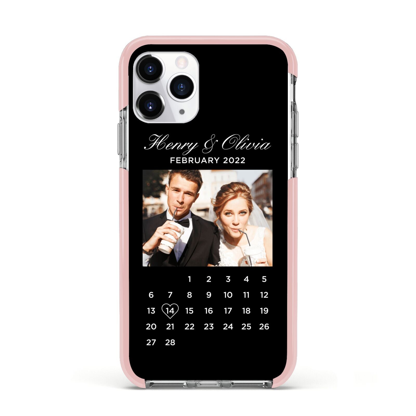 Milestone Date Personalised Photo Apple iPhone 11 Pro in Silver with Pink Impact Case