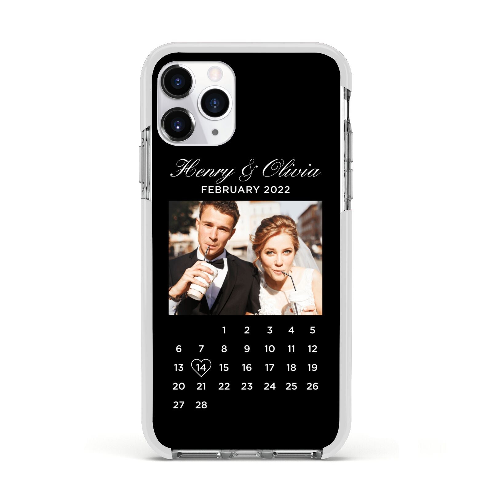 Milestone Date Personalised Photo Apple iPhone 11 Pro in Silver with White Impact Case