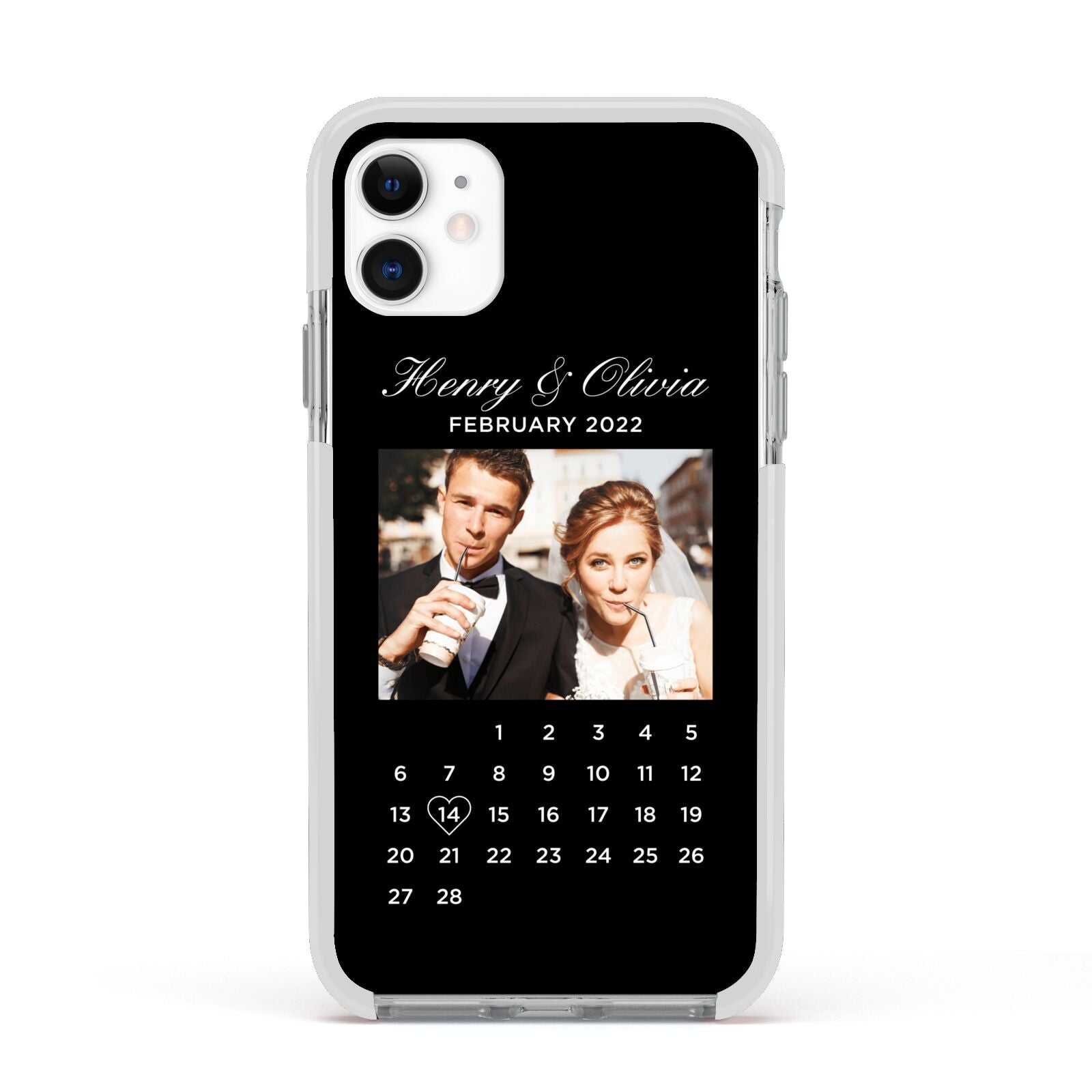 Milestone Date Personalised Photo Apple iPhone 11 in White with White Impact Case