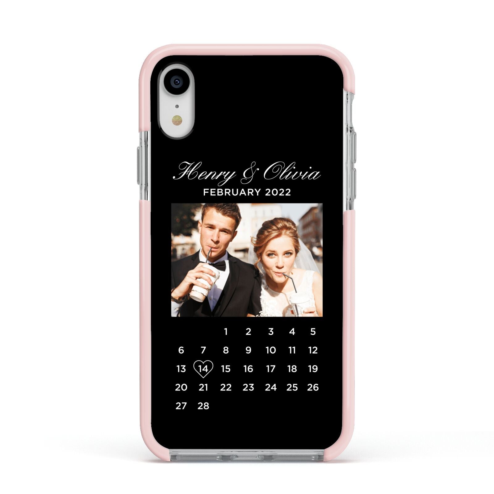Milestone Date Personalised Photo Apple iPhone XR Impact Case Pink Edge on Silver Phone